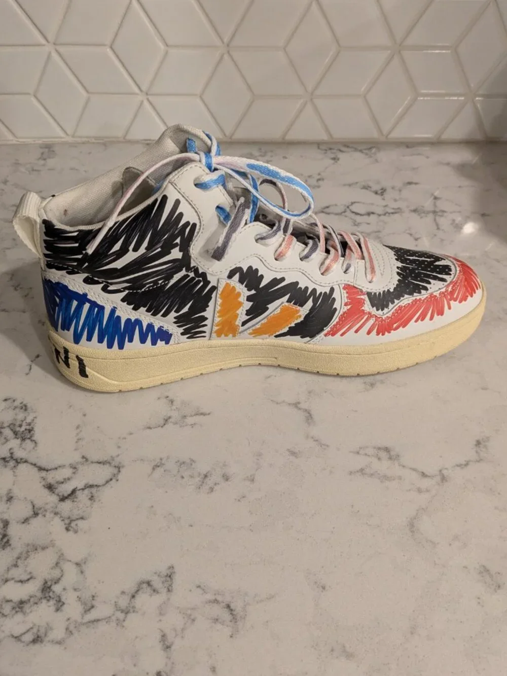 Marni x Veja V-15 High Multicolor Scribble VQ0202884B size 9